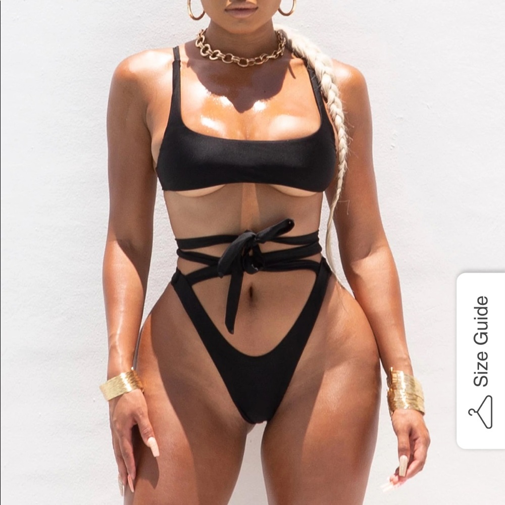 MATTE swim black 2-piece bikini in size large.